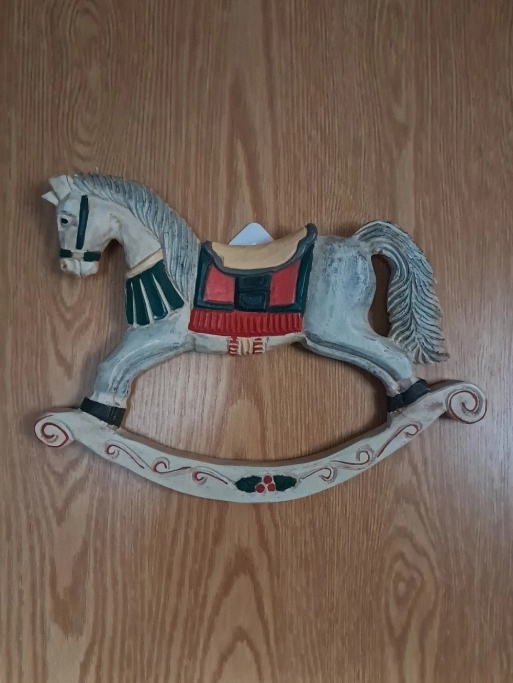 Vintage Wooden Hand Carved Hand Painted Rocking Horse Plaque/Wall Decor